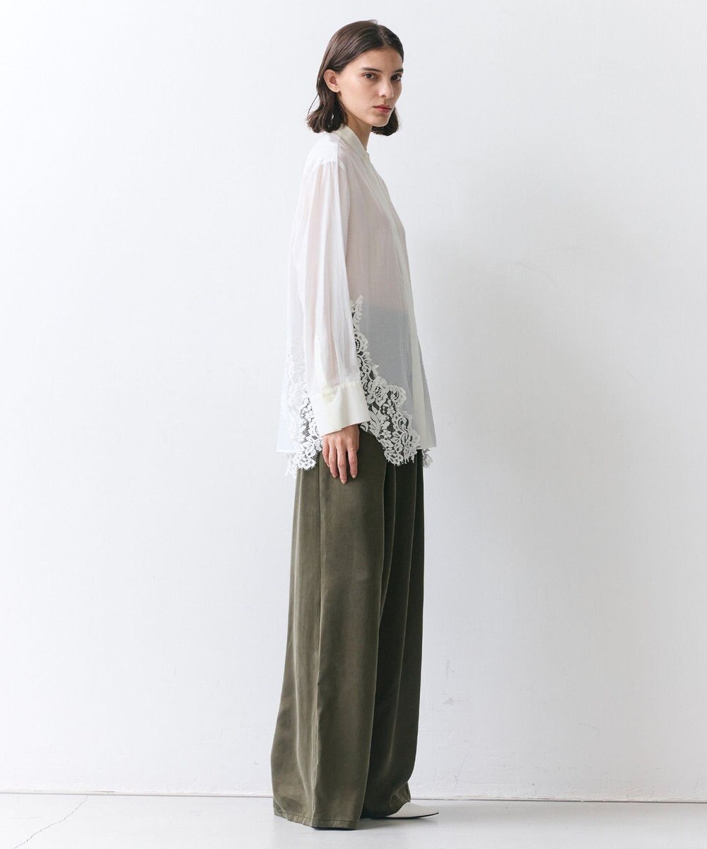 BEIGE， GALENA / コットンレースバンドカラーシャツ 