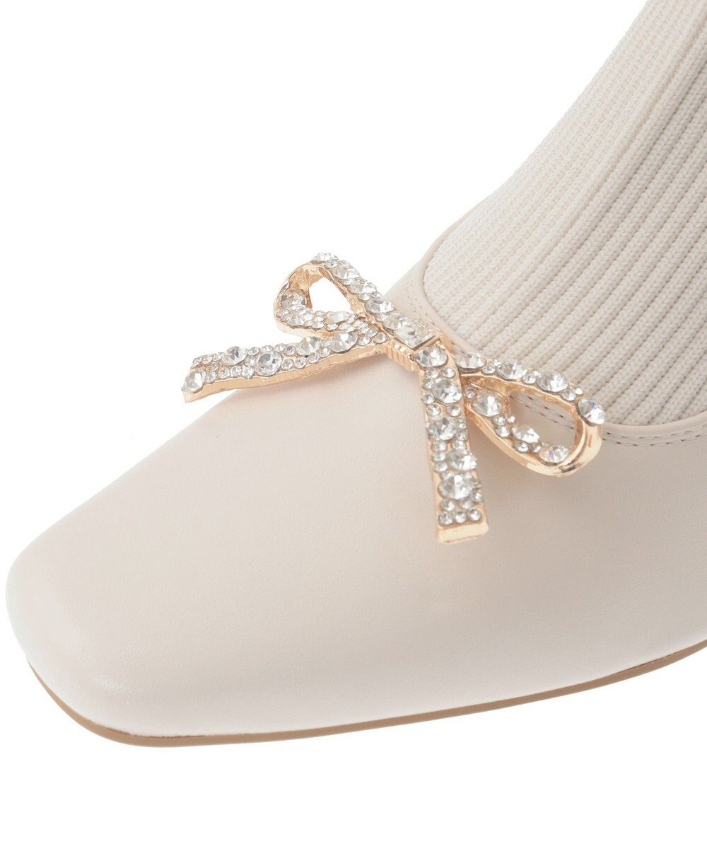 Maison de FLEUR リボンビジューニットブーツ 