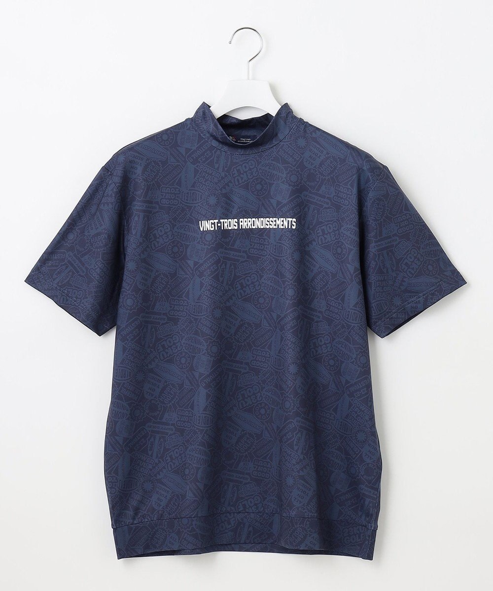 23区GOLF 【MEN】【吸水速乾・UVケア】ステッカープリント モックネックシャツ 