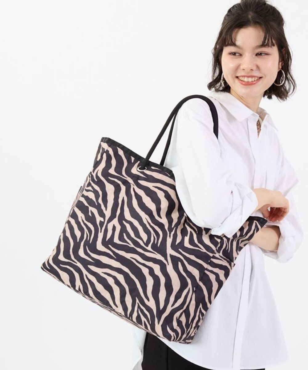 LeSportsac LARGE 2 WAY TOTE/ラフィアゼブラ/ブラック 