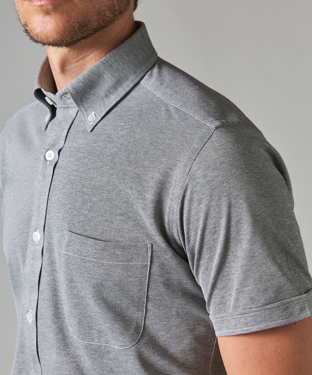 GOTAIRIKU 【吸汗速乾】クールマックス鹿の子 半袖ビズシャツ_ボタンダウン 