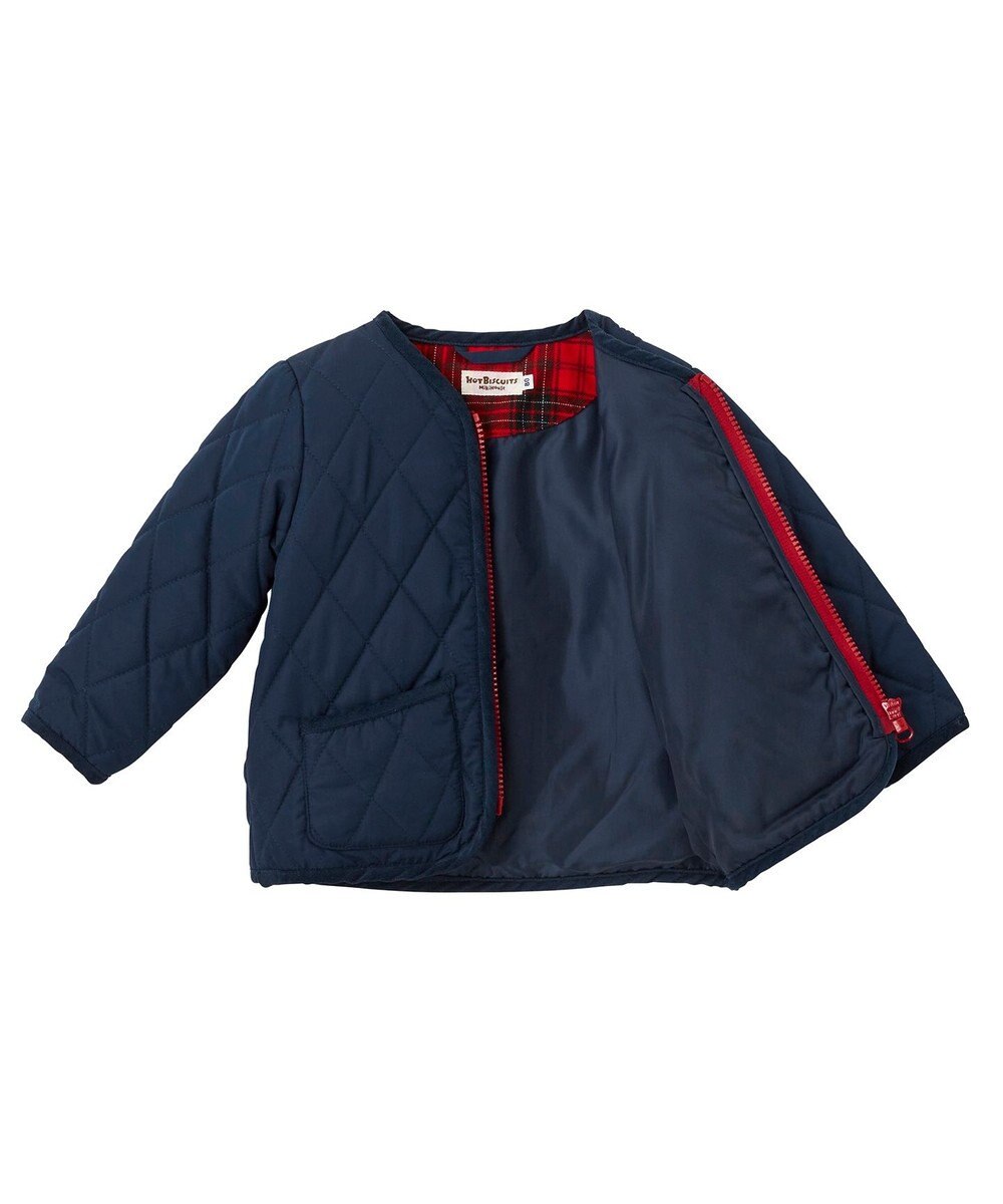 MIKI HOUSE HOT BISCUITS 【80-120cm】 抗菌・抗ウイルス ノーカラー キルティングジャンパー 