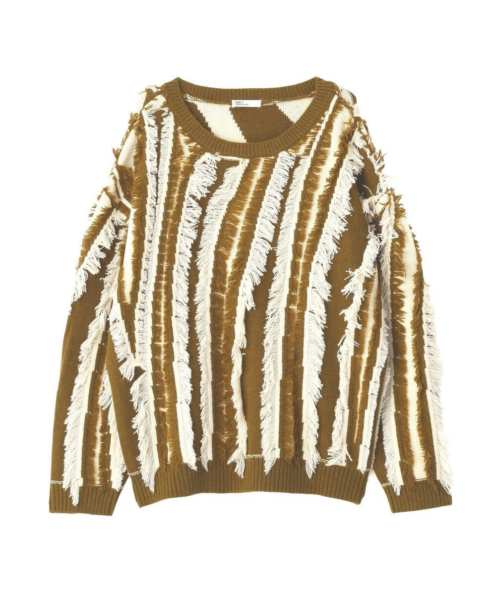 CRAFT STANDARD BOUTIQUE バイカラーフリンジニットプルオーバー 