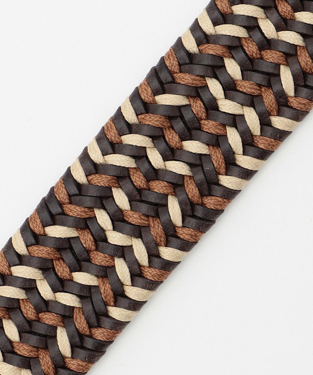 JOSEPH ABBOUD 【伸びる】ダブルメランジレザーメッシュ ベルト 