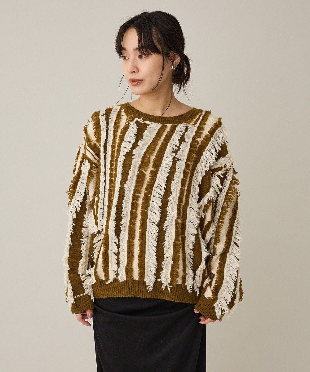 CRAFT STANDARD BOUTIQUE バイカラーフリンジニットプルオーバー 