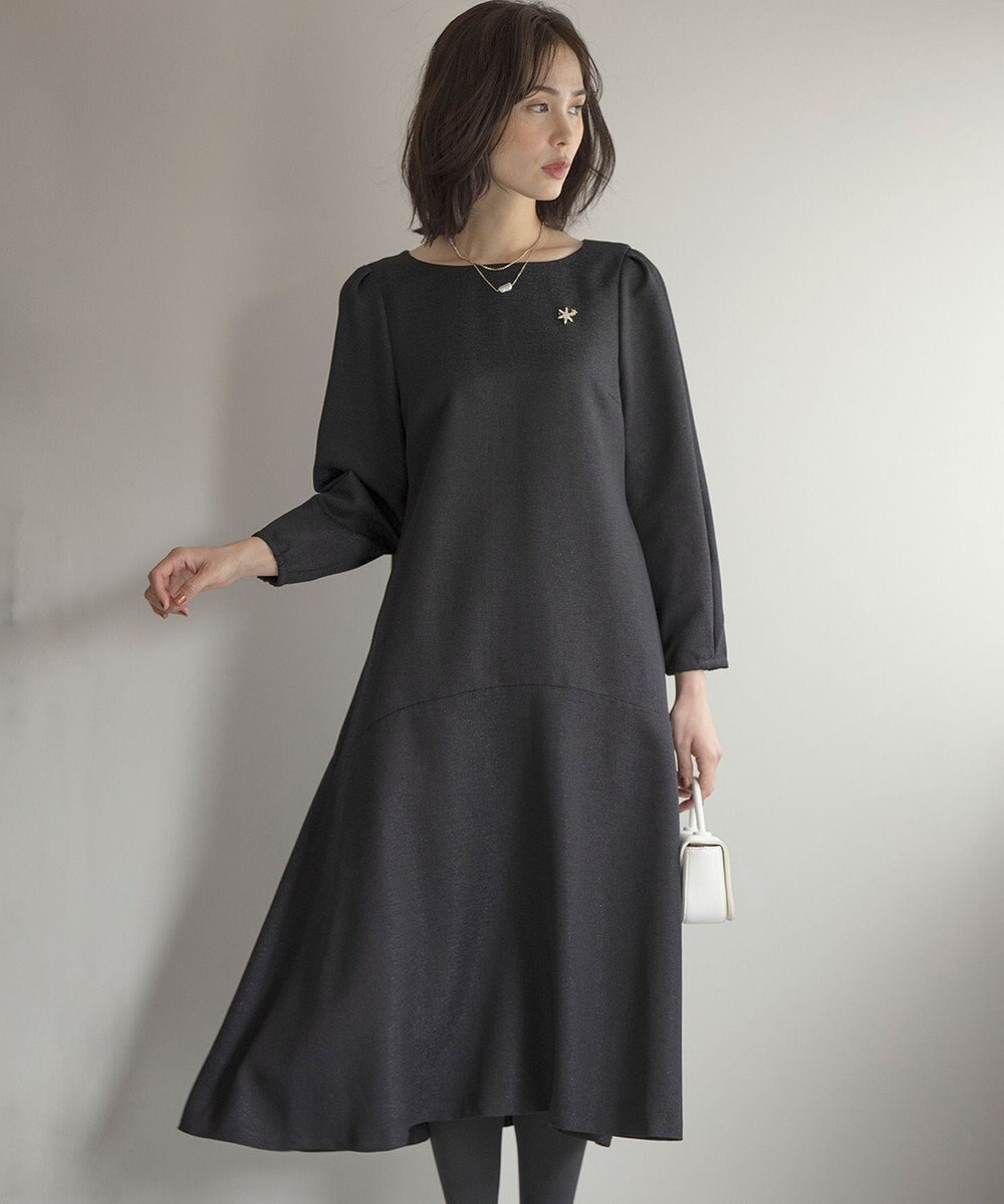 組曲 L ラメジャカード ボートネックワンピース 