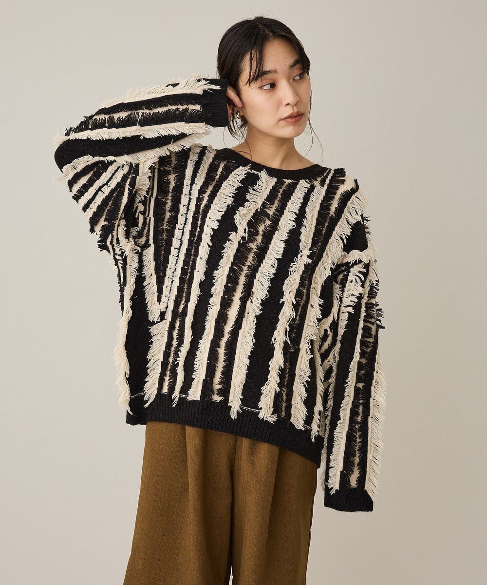 CRAFT STANDARD BOUTIQUE バイカラーフリンジニットプルオーバー 