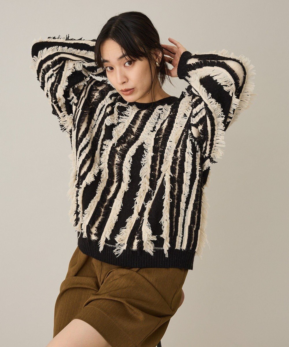 CRAFT STANDARD BOUTIQUE バイカラーフリンジニットプルオーバー 