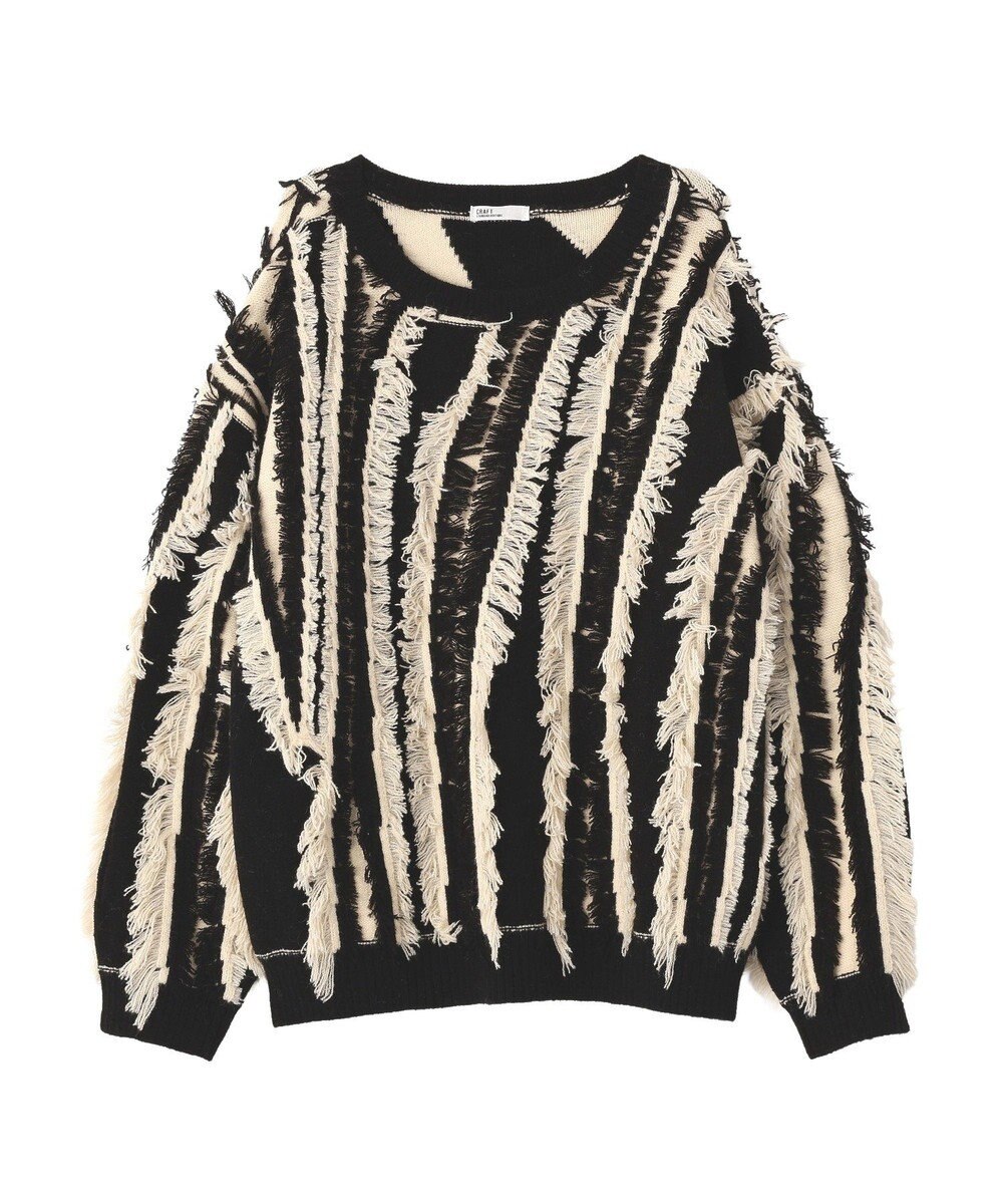 CRAFT STANDARD BOUTIQUE バイカラーフリンジニットプルオーバー 