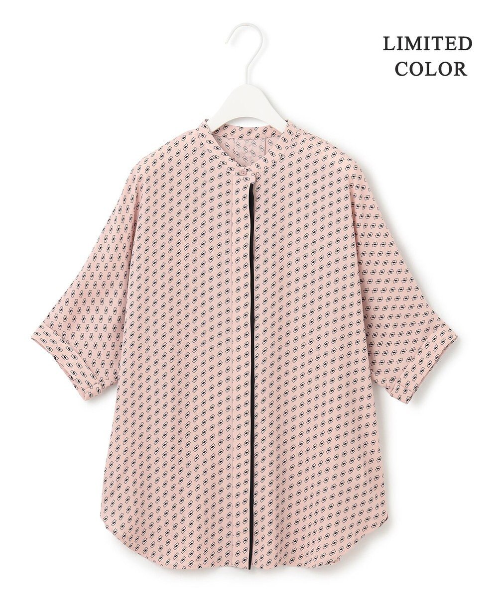 ICB 【人気のため新色追加・WEB限定カラーあり】BackSatinAmunzen 5分袖バンドカラーブラウス 