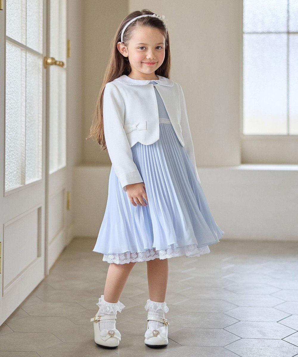 ANY KIDS 【2点セット】リボンボレロジャケット+シフォンプリーツ ワンピース 