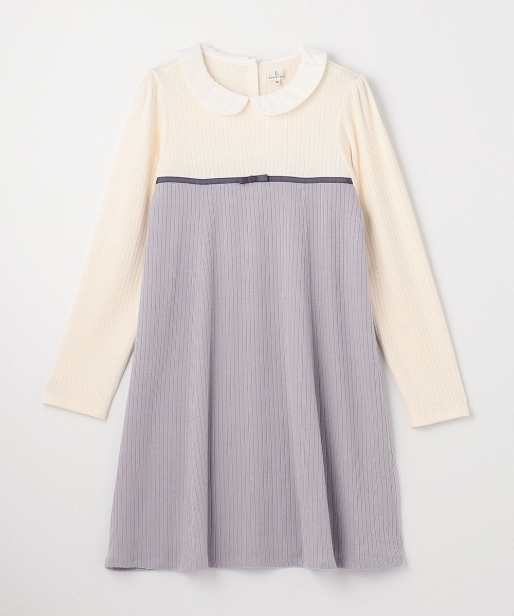 組曲 KIDS 【150-160㎝】バイカラーニットソー ワンピース 
