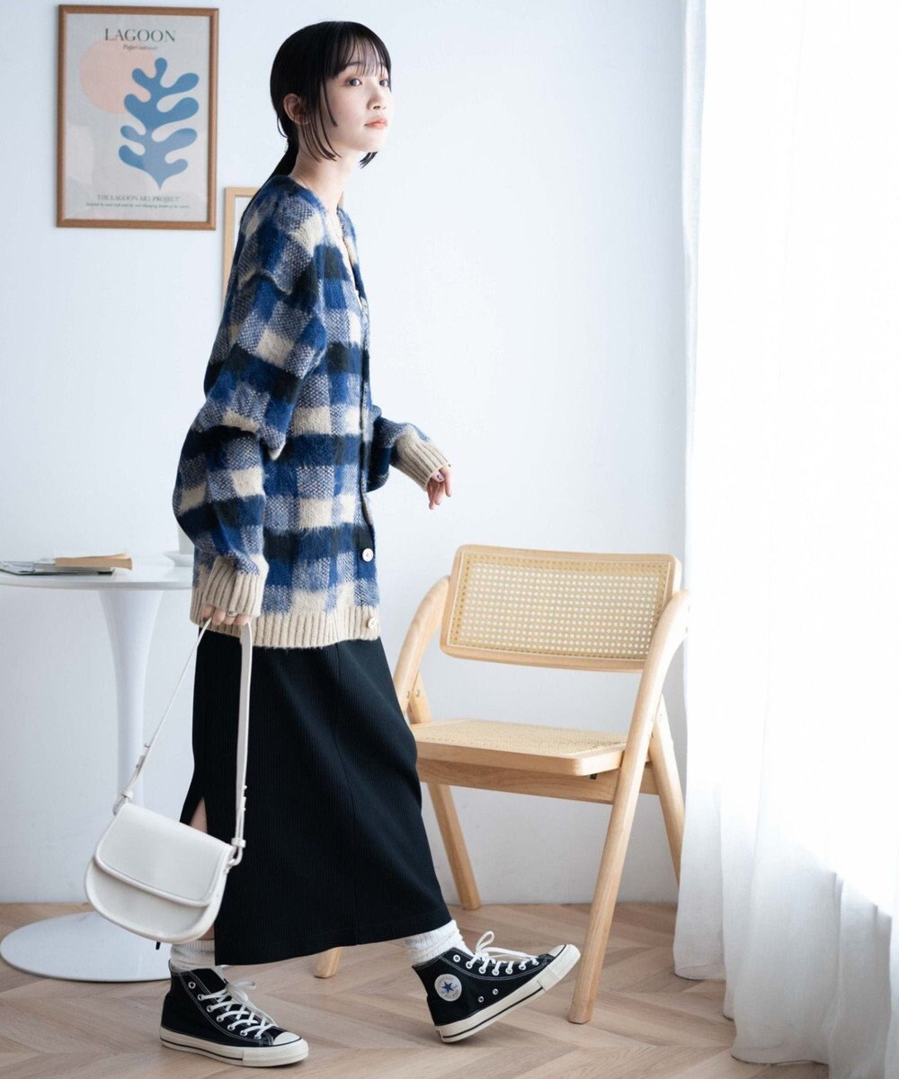 WEGO モヘアライク総柄BIGカーディガン 