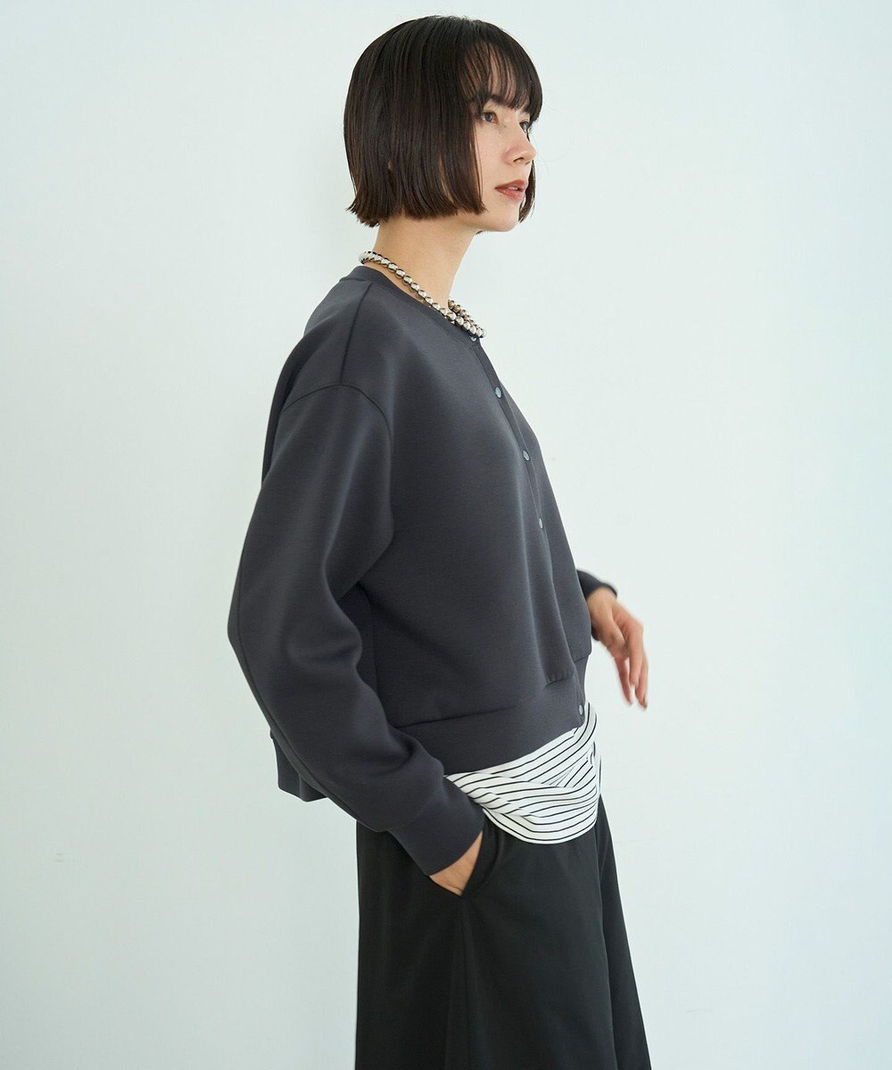 UNFILO L 【野呂佳代さん着用】BEAUTY FORM JERSEY スナップカーディガン 