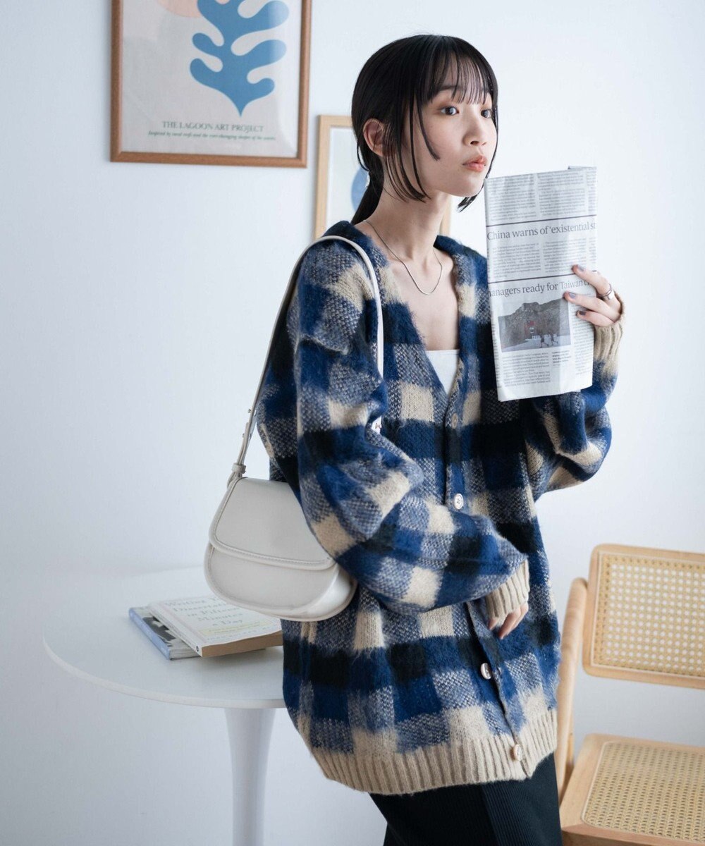 WEGO モヘアライク総柄BIGカーディガン 