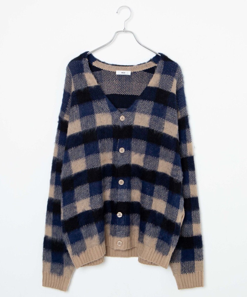 WEGO モヘアライク総柄BIGカーディガン 