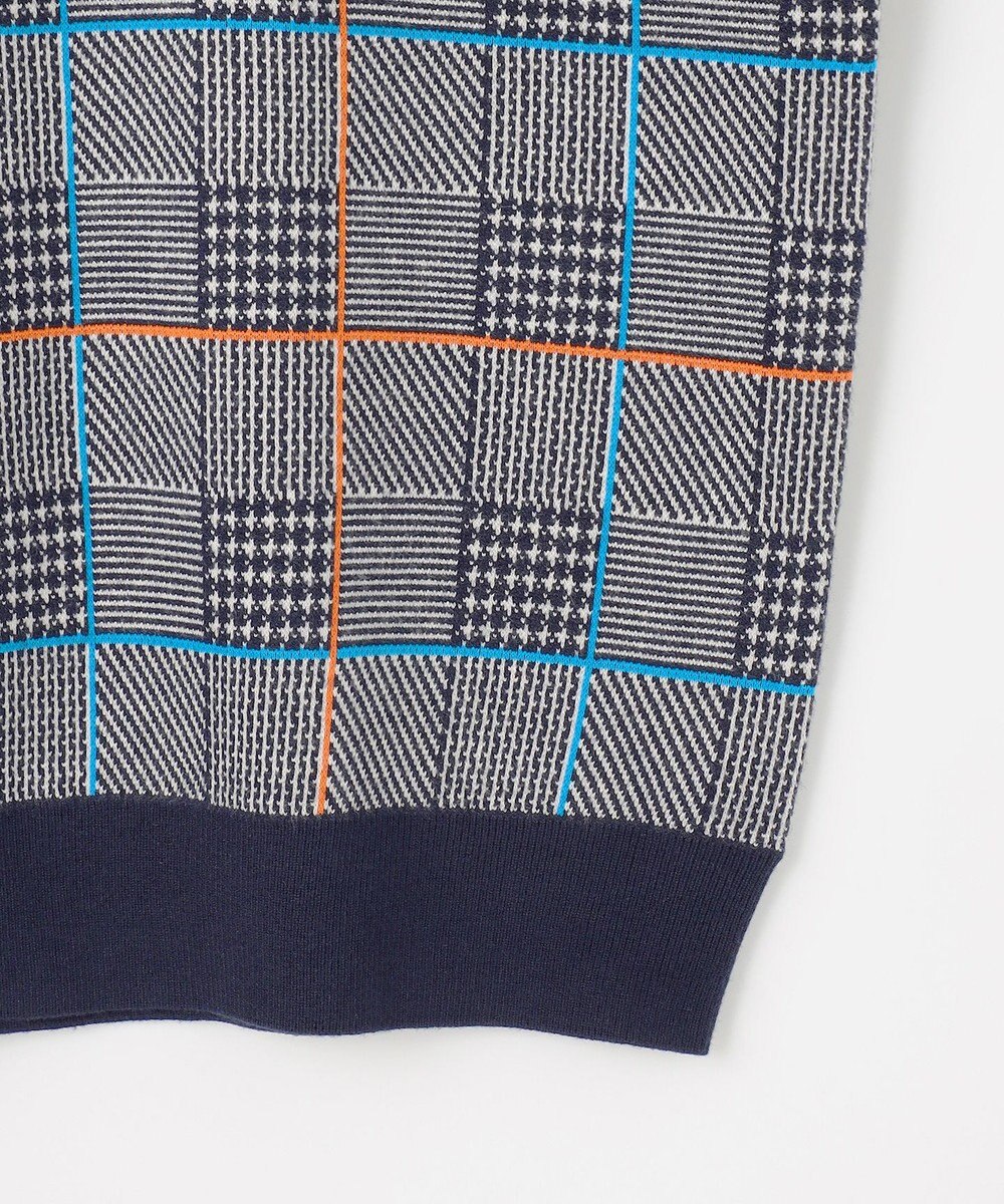 23区GOLF 【MEN】チェックジャガード　クルーネック  ニット 