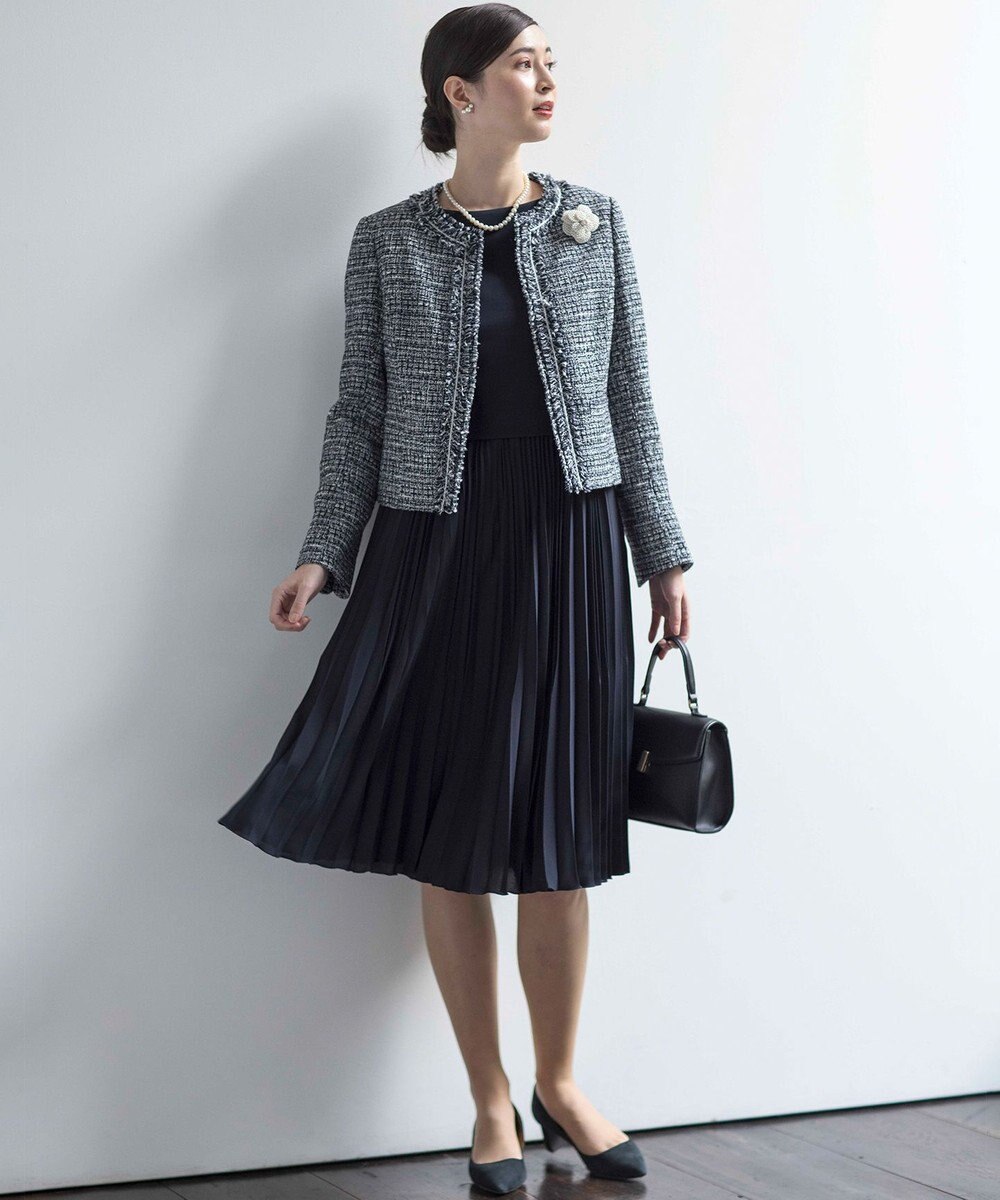 組曲 L 【KUMIKYOKU NAVY】ジャージーコンビプリーツ ワンピース 