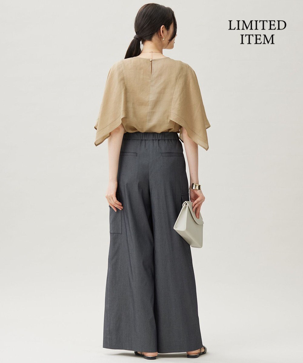 自由区 【WEB限定・接触冷感・洗える】シアーラミーローンイレギュラーヘムスリーブ ブラウス 