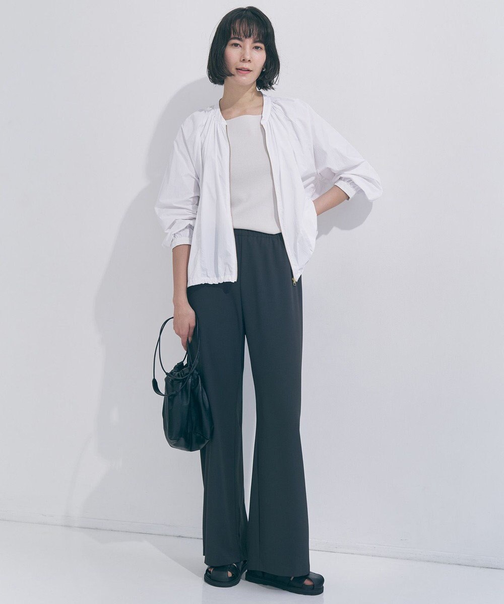 UNFILO L 【ウエストゴム】ライトジョーゼット イージーワイドパンツ 