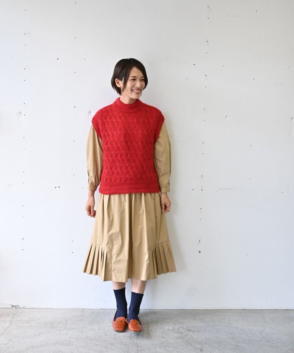 muuc 〈高品質シルク＆アンゴラモヘア〉模様編み ボトルネックベスト 