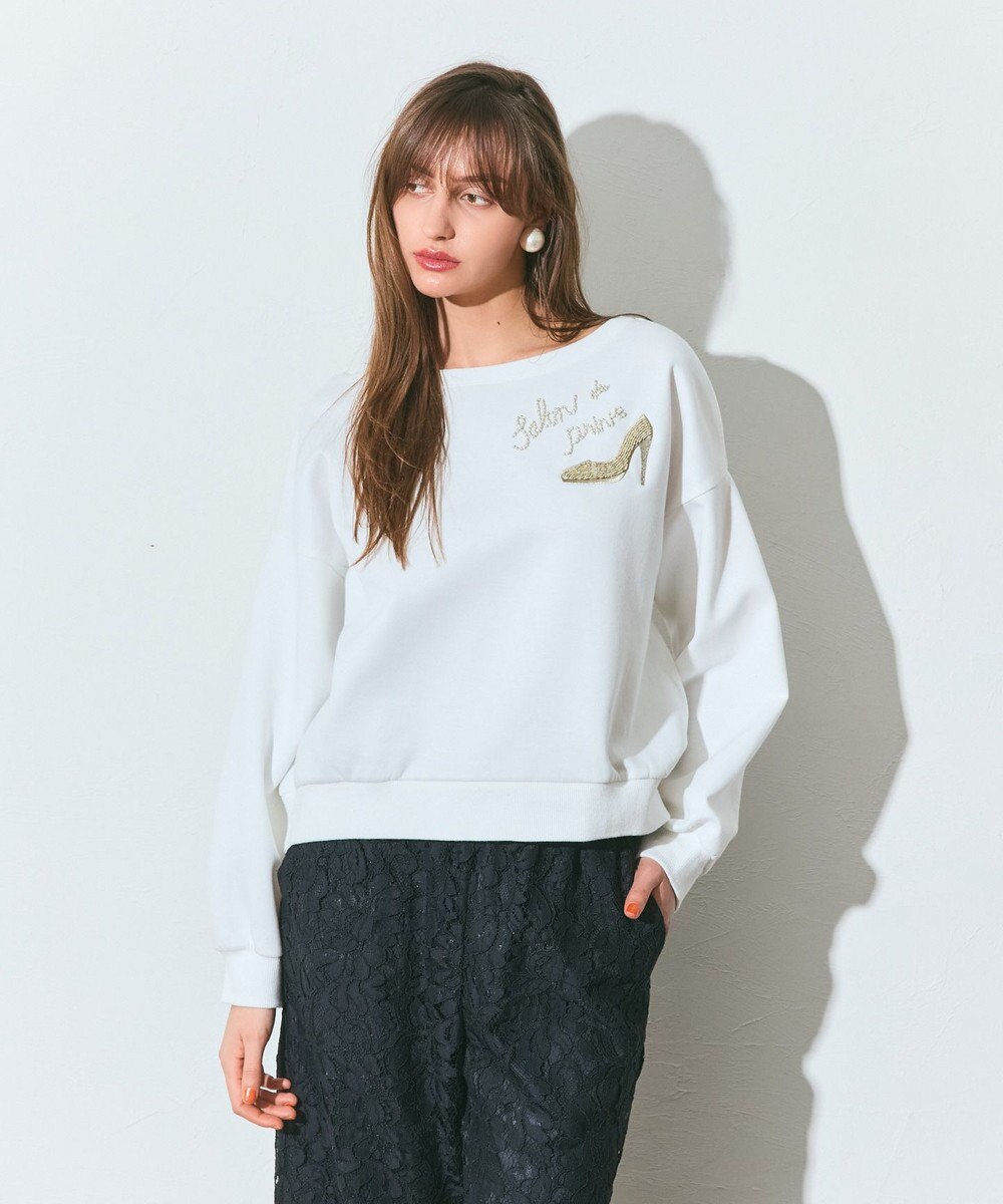 GRACE CONTINENTAL モチーフ刺繍スウェットトップ 