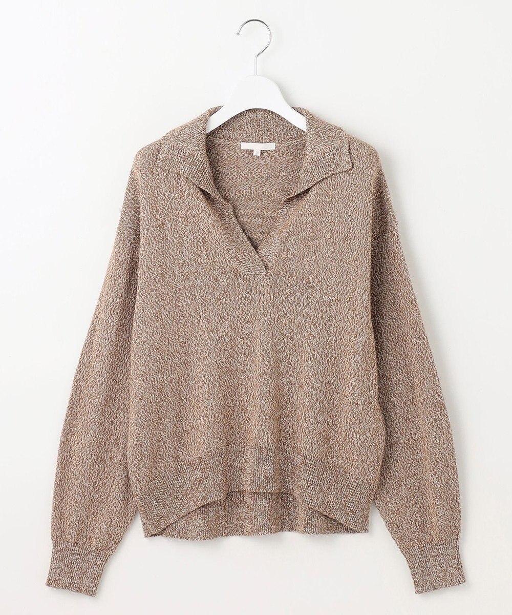 自由区 S ペーパーウールコットン襟付き ニット 