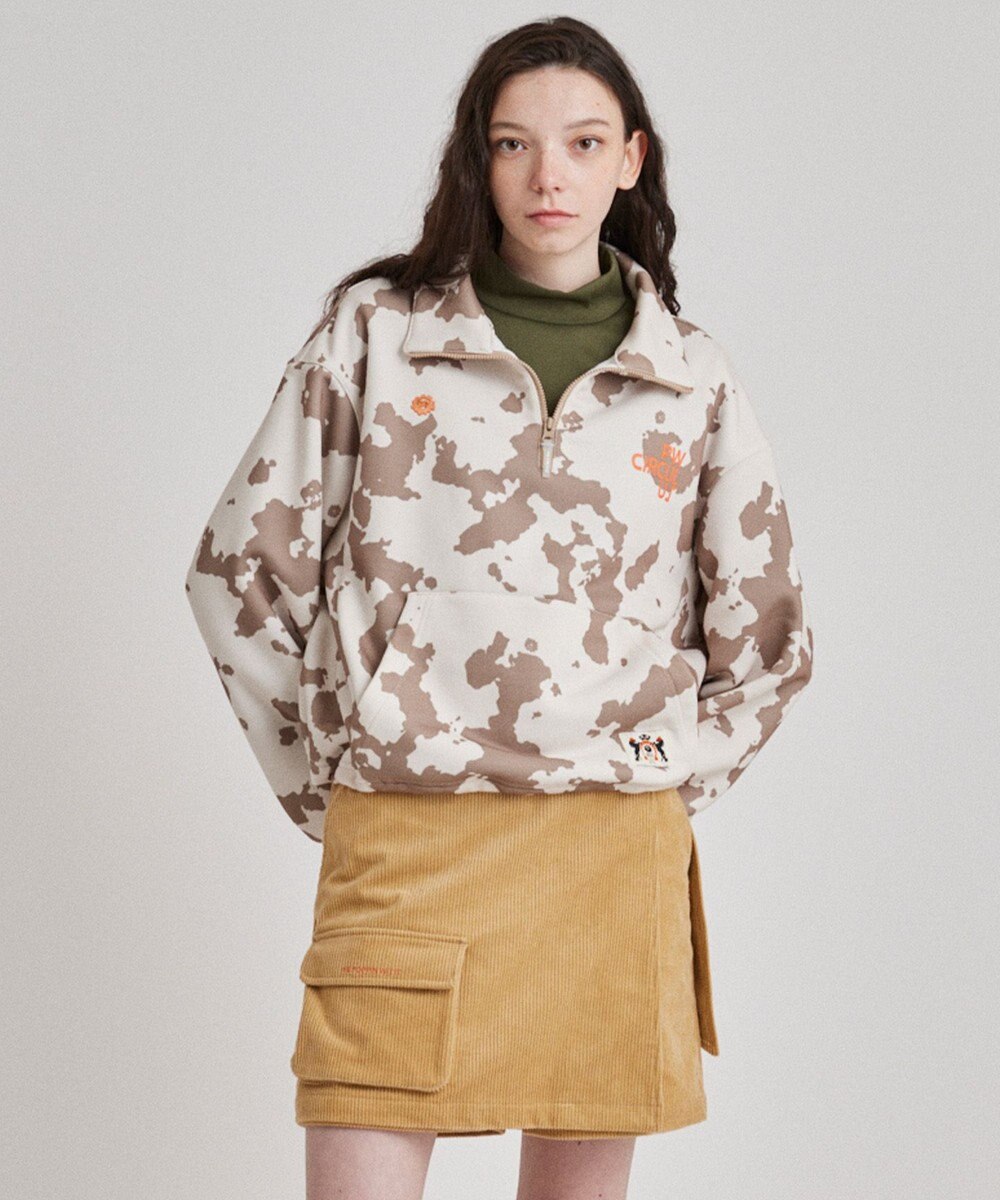 PW CIRCULUS 【WOMEN】ピント柄 ハーフジップ スウェット 