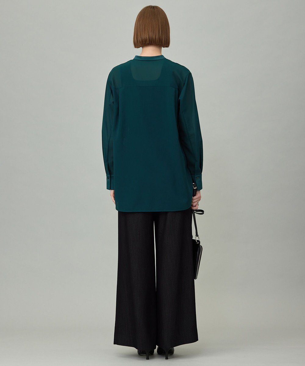 ICB 【洗える】シアーボイル バンドカラーシャツ 