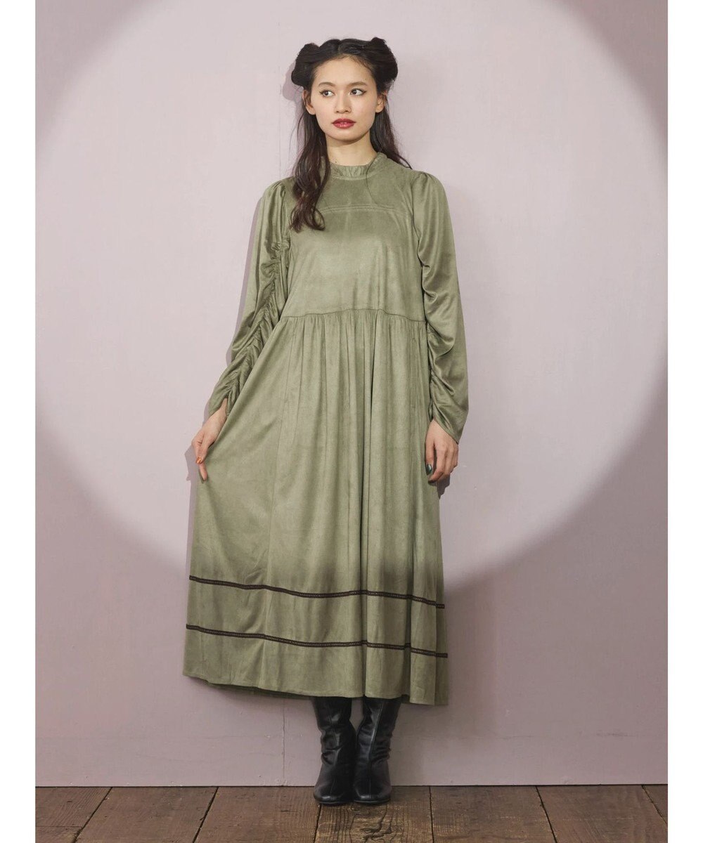 Green Parks ■ＥＳＣＡＲ　スエード調ギャザーキリカエワンピース 