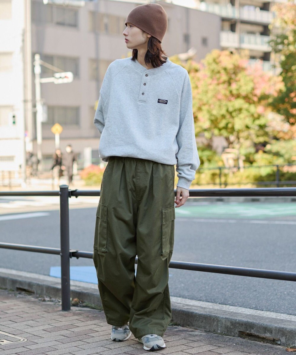 WEGO 【ユニセックス着用ITEM/MLサイズ展開/裏起毛】ショートドロストヘンリーネックプルオーバー 