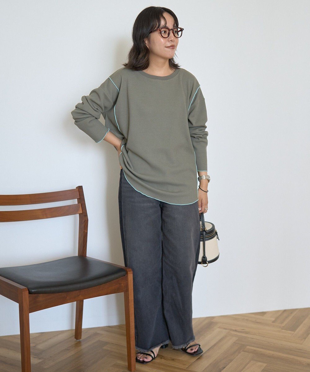 AMERICAN HOLIC ワッフル配色メロープルオーバー 