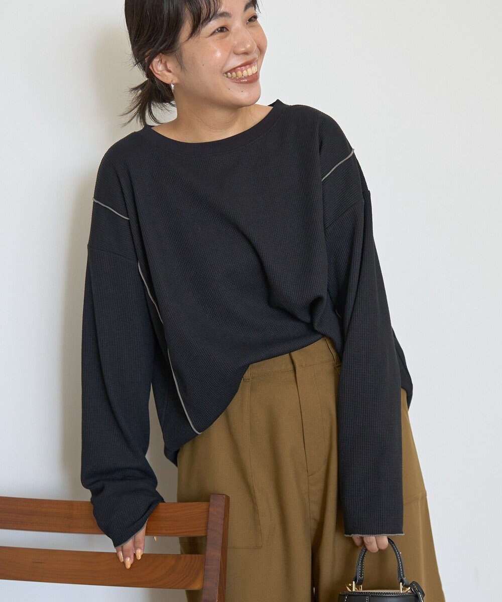 AMERICAN HOLIC ワッフル配色メロープルオーバー 