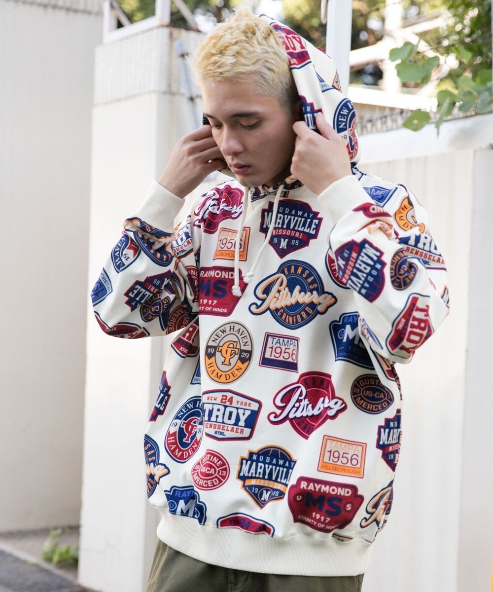 WEGO 総柄BIGプルパーカー 