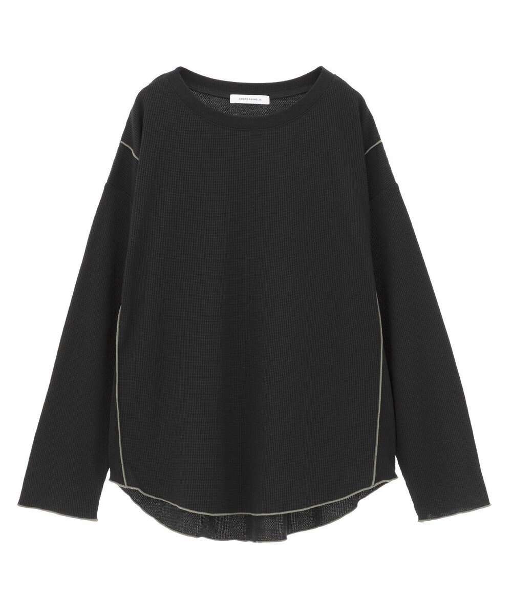 AMERICAN HOLIC ワッフル配色メロープルオーバー 