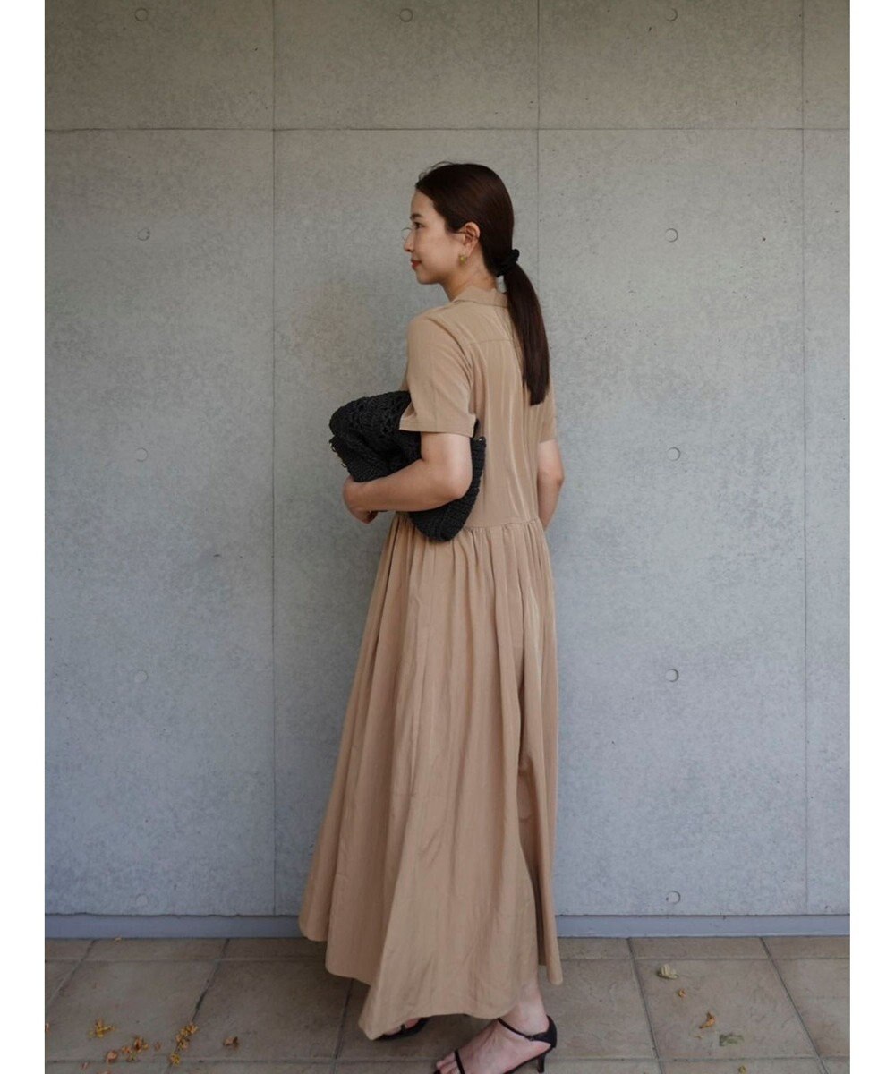 Green Parks ローウエスト切替開襟シャツワンピース 