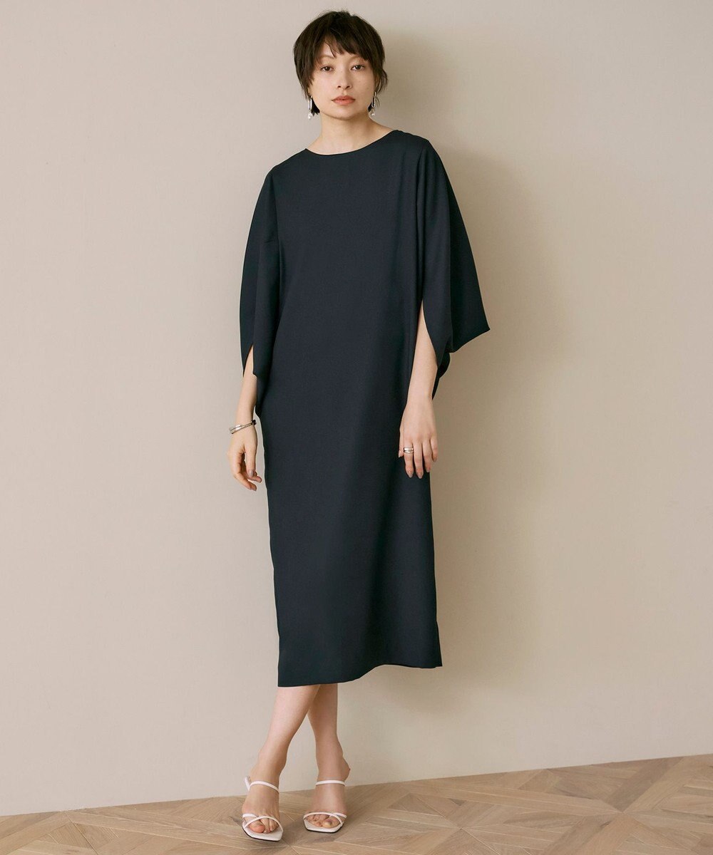 ICB L 【UVケア・接触冷感・速乾・防シワ・洗える】FluidBackSatinドルマンスリーブワンピース 