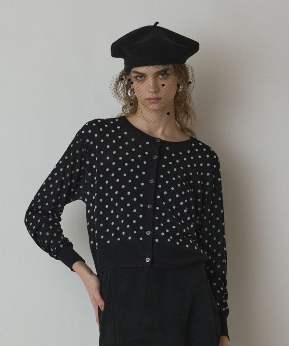 GRACE CONTINENTAL ドットフロッキーニットカーディガン 
