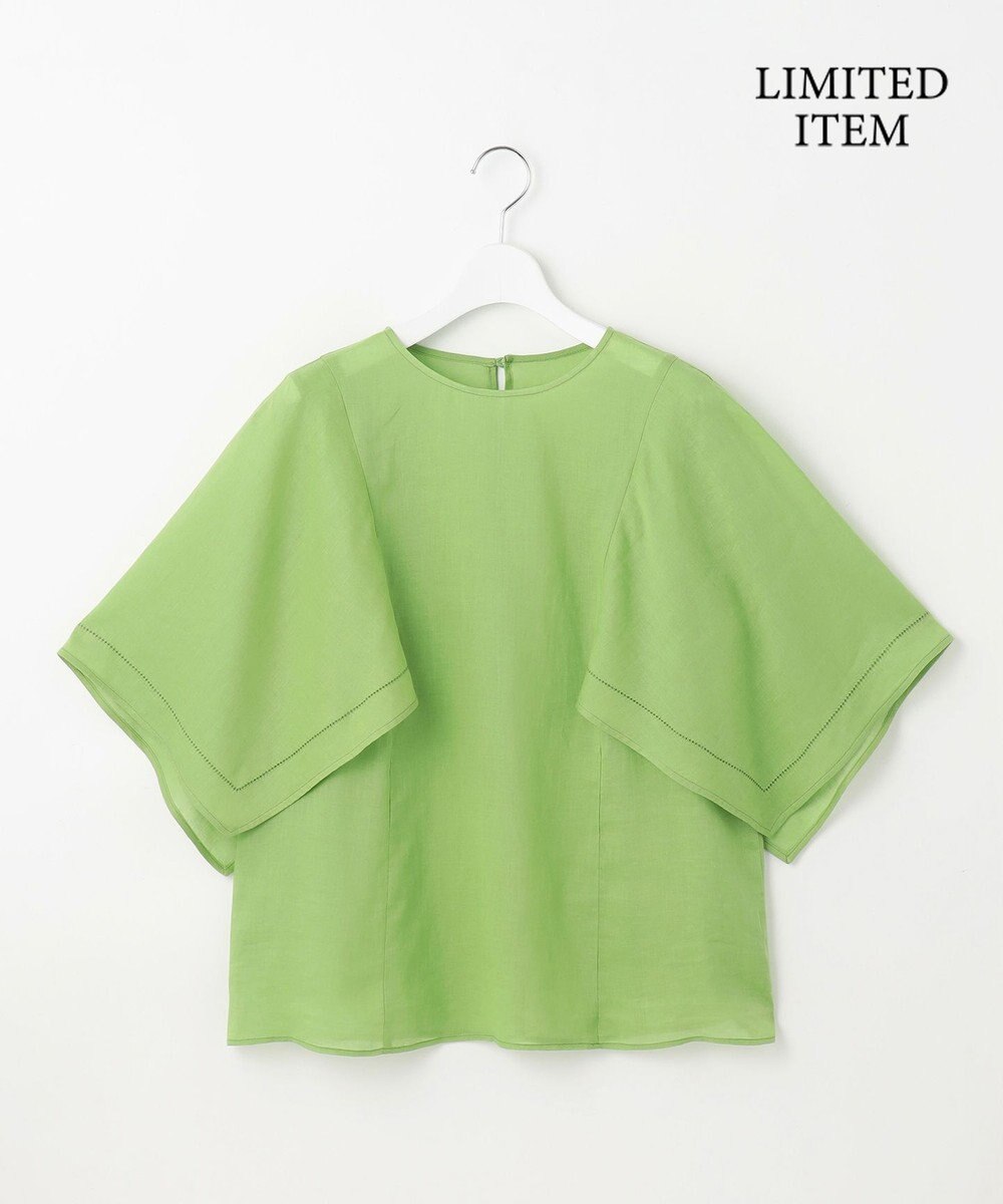 自由区 【WEB限定・接触冷感・洗える】シアーラミーローンイレギュラーヘムスリーブ ブラウス 