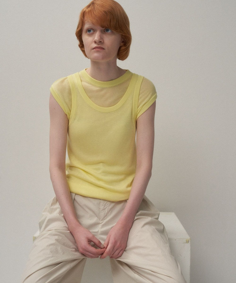 ATON SILK BLENDED CIRCULAR RIB | フィットレイヤードタンクトップ 