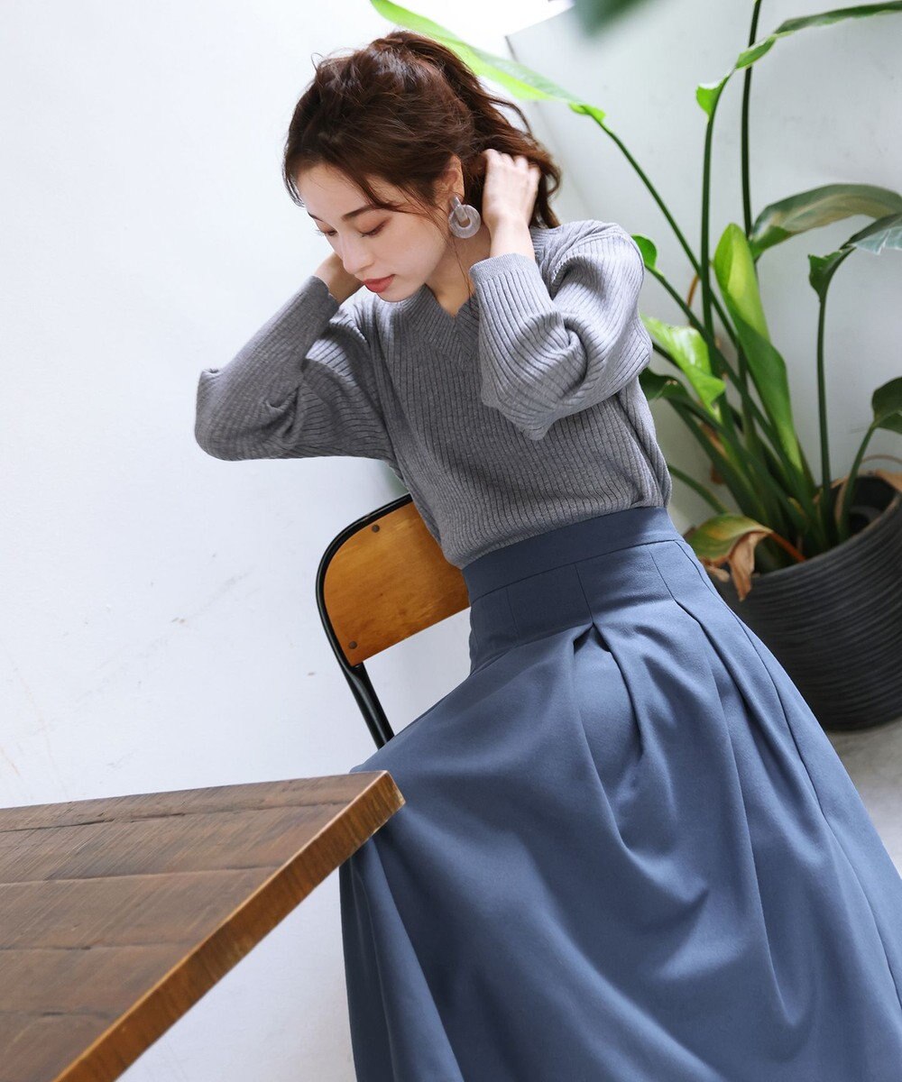 Tiaclasse 大人上品なウール調タックフレアスカート 