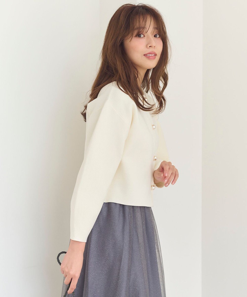 Feroux 【洗える】パールニットジャケット 