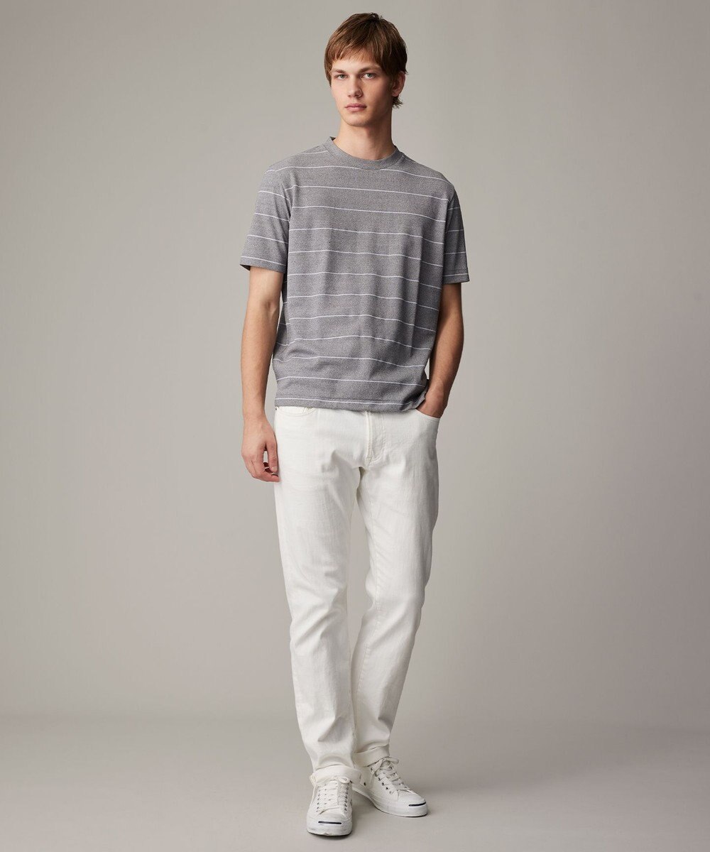 JOSEPH ABBOUD 【和紙ニット/日本素材・縫製/ 軽量/通気性/速乾性】和紙フライスボーダー Tシャツ 