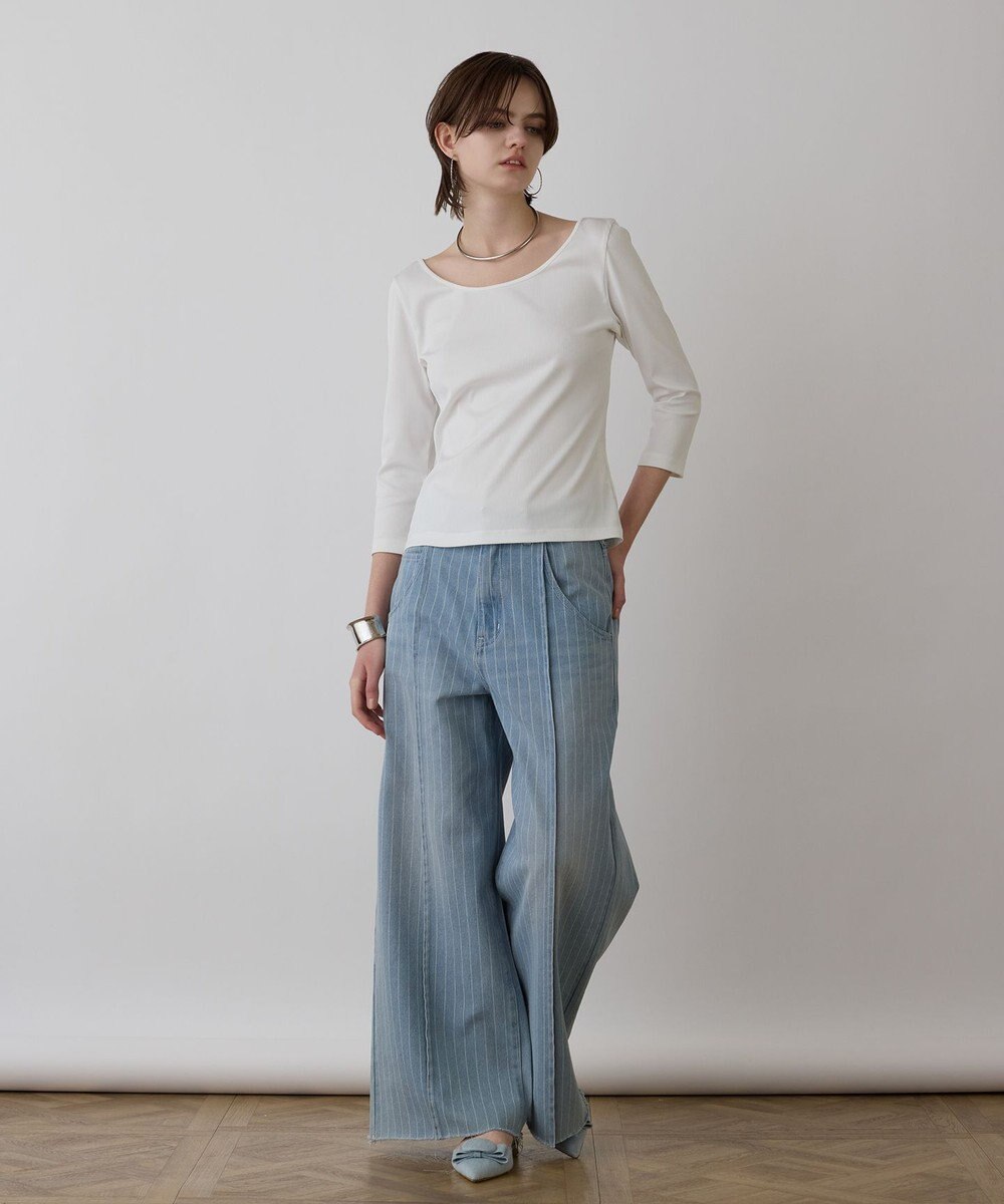 GRACE CONTINENTAL テレコボートネックトップ 