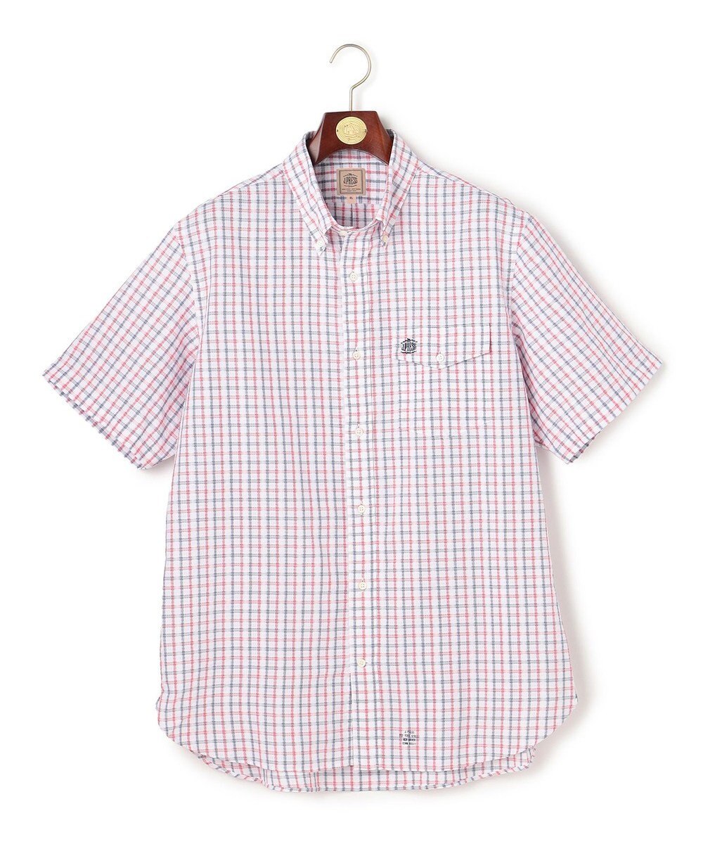 J.PRESS MEN 【KING SIZE 】【吸水速乾 / 接触冷感 / 高通気性】Aero Weave クールマックスサッカー チェック シャツ / B.D. 