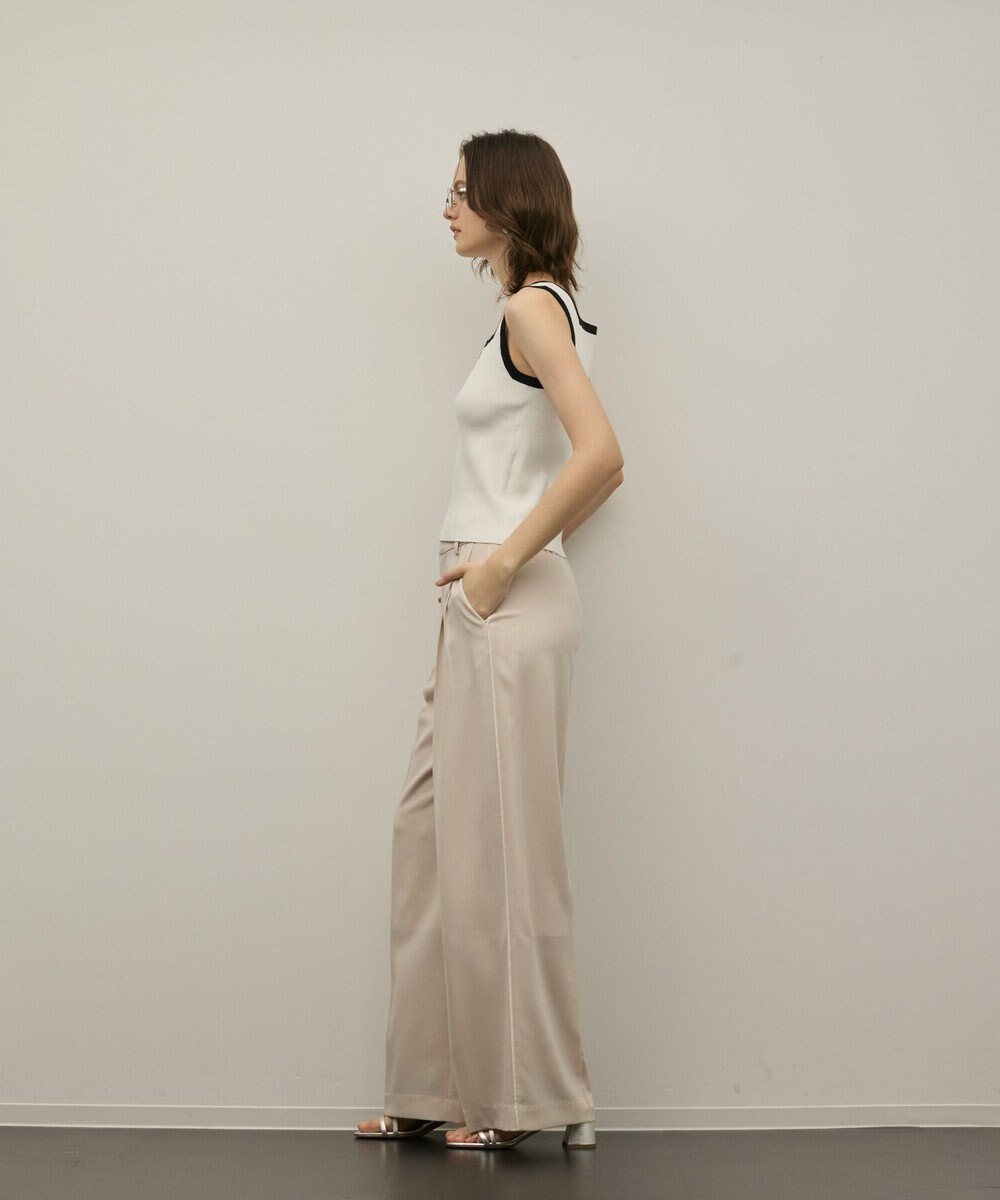 GRACE CONTINENTAL バイカラーリブニットノースリーブ 