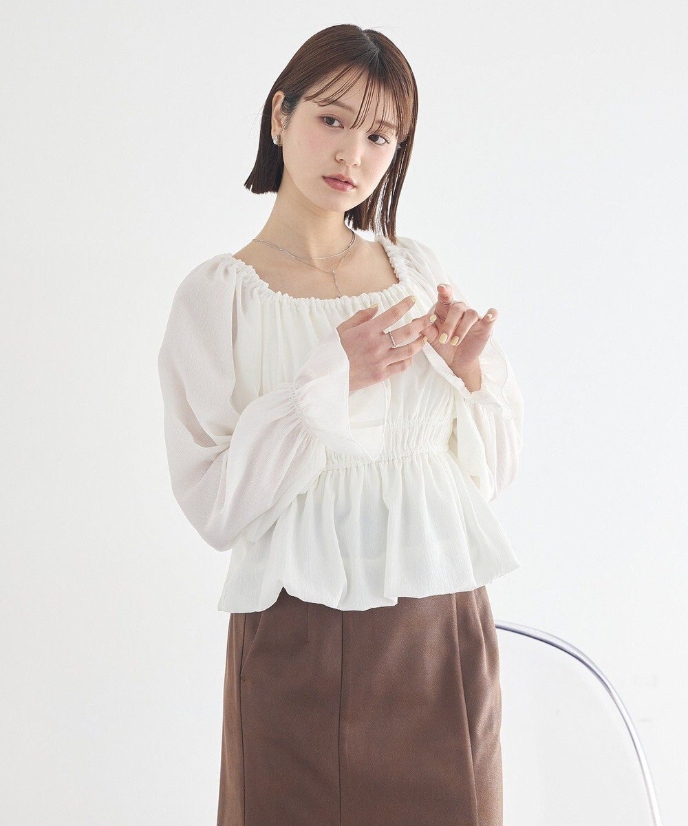 earth music&ecology バルーンヘムブラウス 