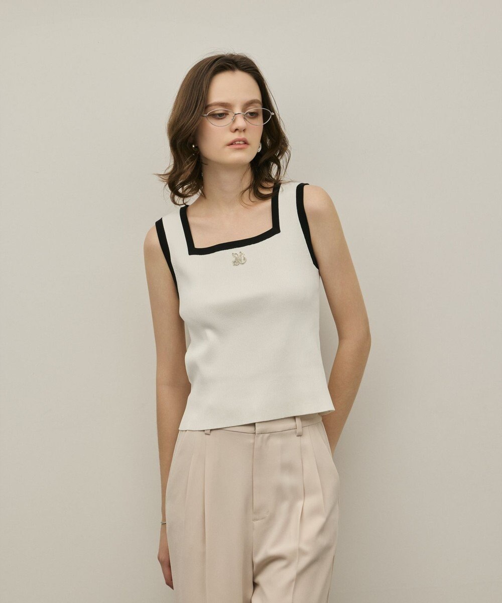 GRACE CONTINENTAL バイカラーリブニットノースリーブ 