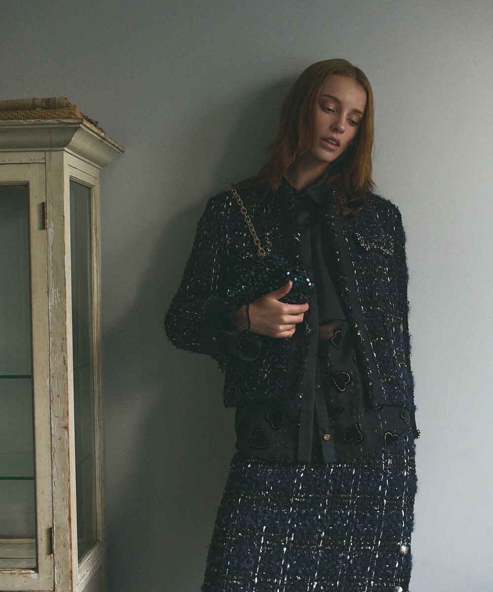 GRACE CONTINENTAL ハートオパールコンビシャツ 