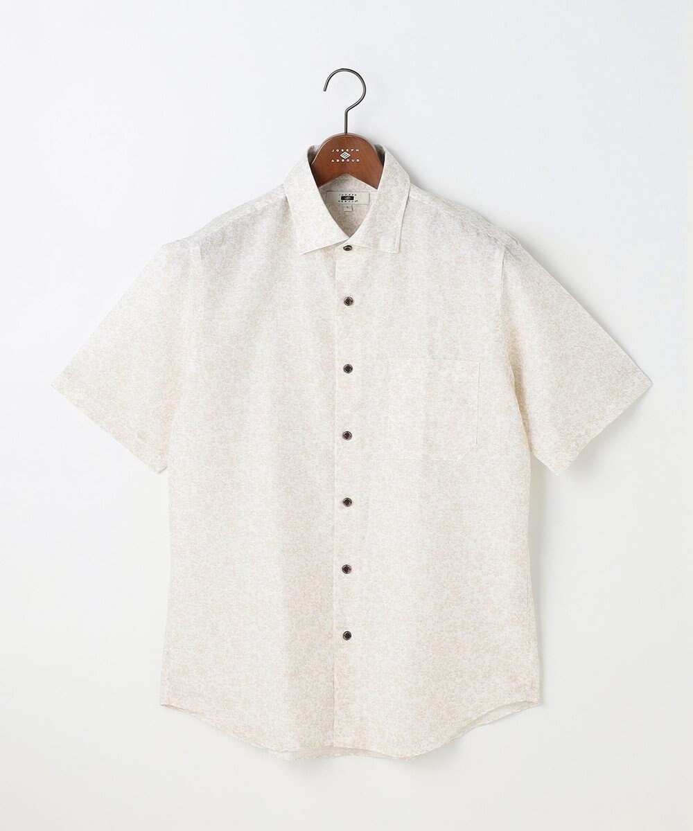 JOSEPH ABBOUD 【キングサイズ・清涼・リネンブレンド】コットンリネン ボイルフラワープリント 半袖シャツ 